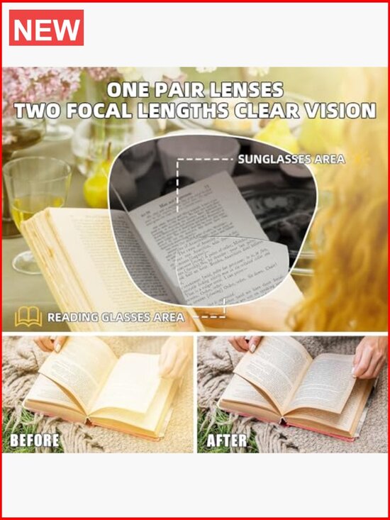 2 Pack Oversized Square Bifocal Sunglasses with Spring Hinge main image 7